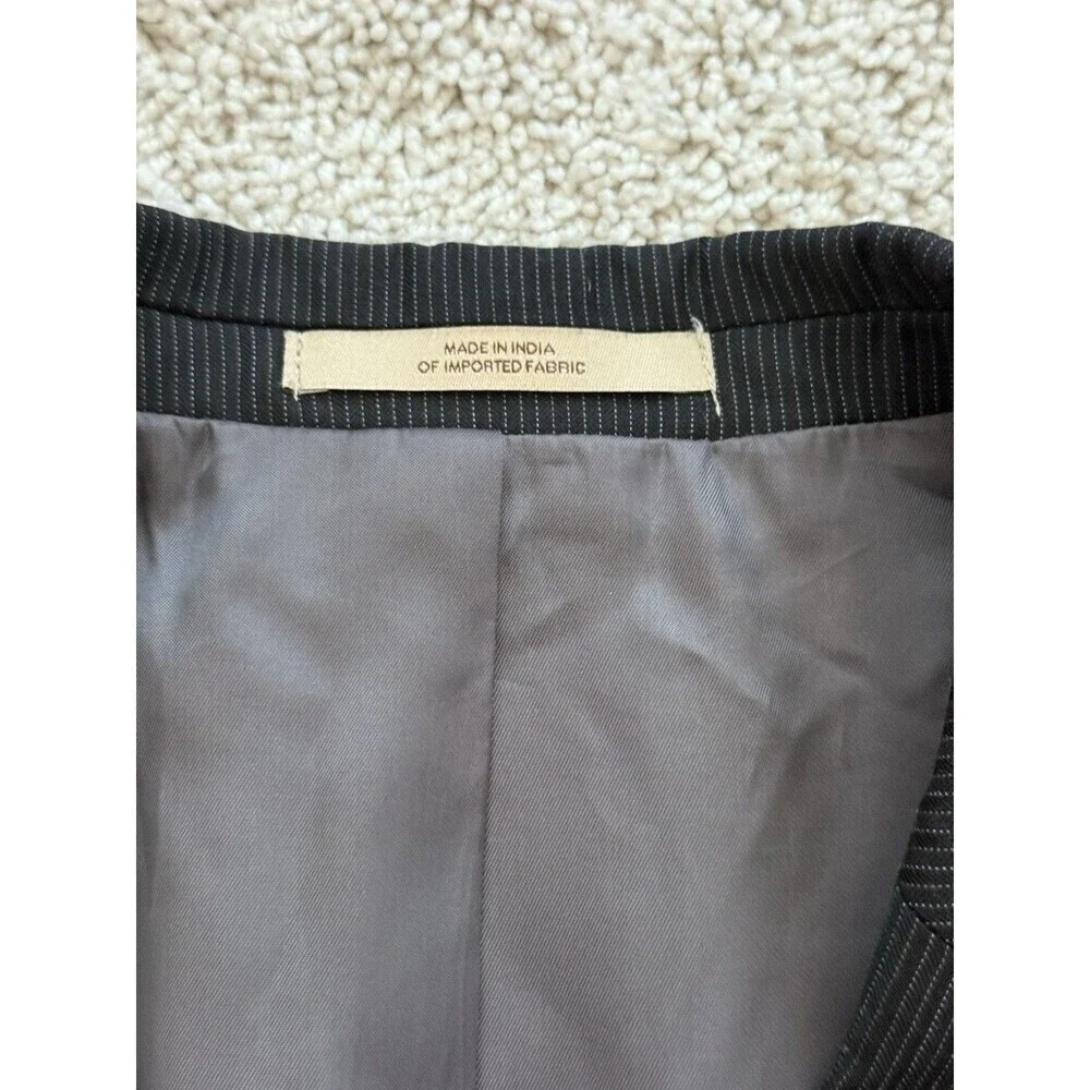 JOSEPH ABBOUD Mens‎ 100% Wool 42 L Blazer Sport Coat Two Button Black Pinstriped